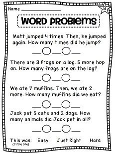 Addition Word Problems With Pictures Grade 1
