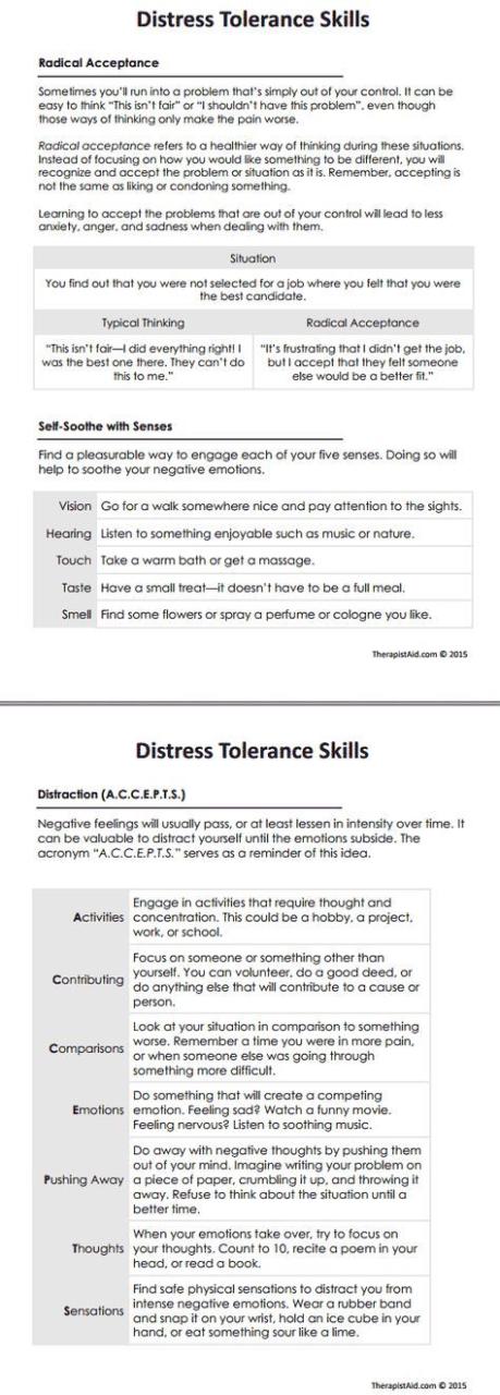 Printable Dbt Worksheets Distress Tolerance