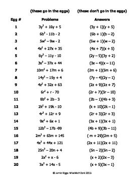 Factoring Worksheets With Answers Pdf