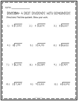 Division Questions And Answers For Class 4
