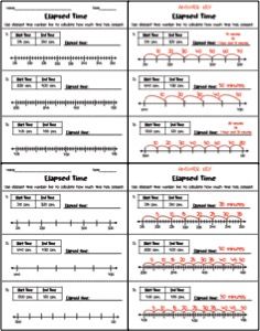 3rd Grade Elapsed Time Number Line Worksheets