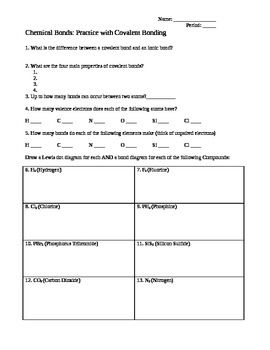 Introduction To Chemical Bonding Worksheet Answers