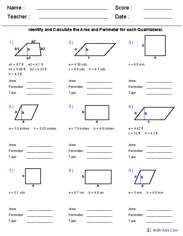 Printable Perimeter Worksheets 5th Grade