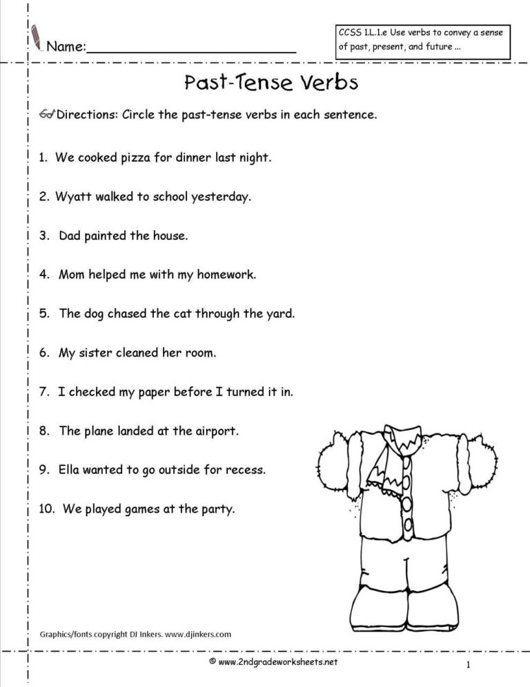 Irregular Verbs Worksheet 2nd Grade