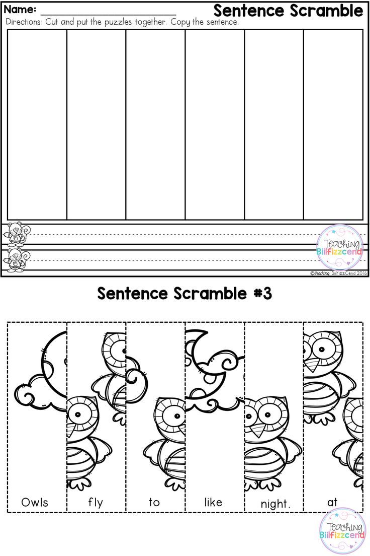 1st Grade Free Sentence Structure Worksheets