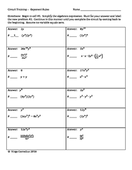 Exponent Rules And Practice Worksheet Answer Key