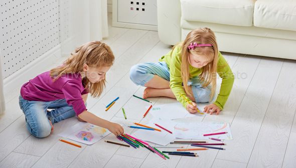 Children Coloring Together