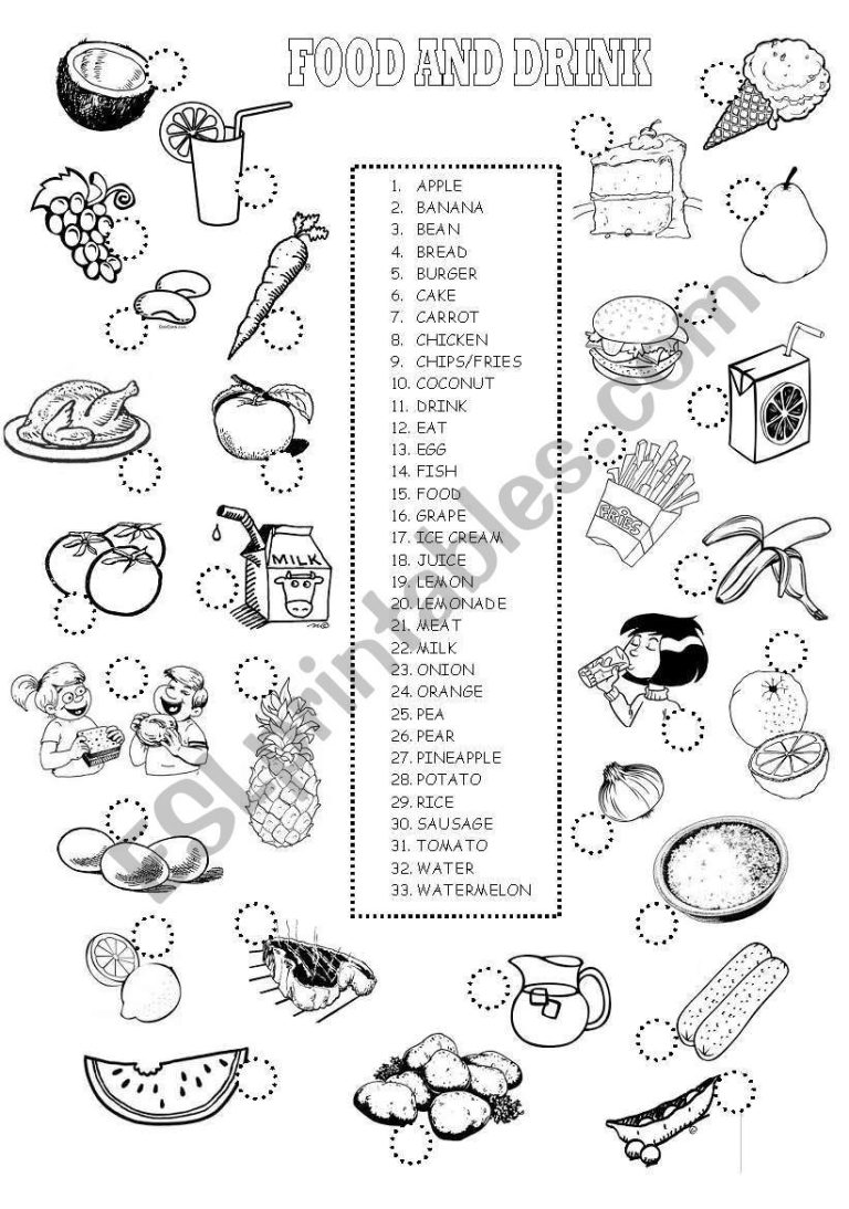 Esl Food Coloring Worksheets