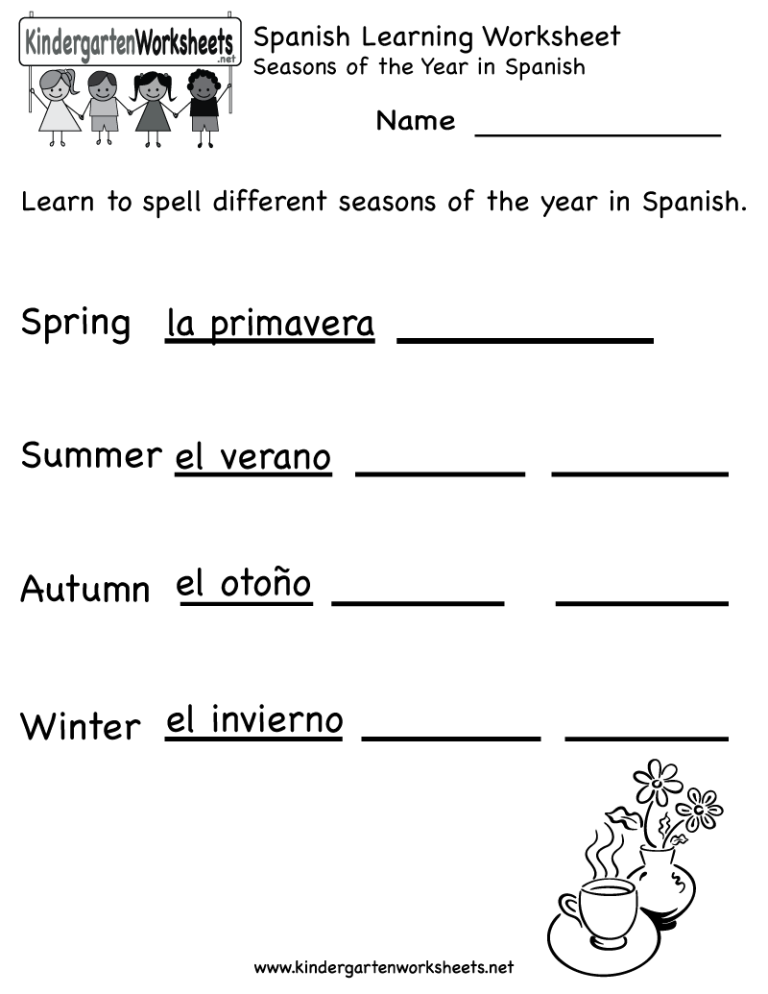 Printable Spanish Worksheets For Preschool