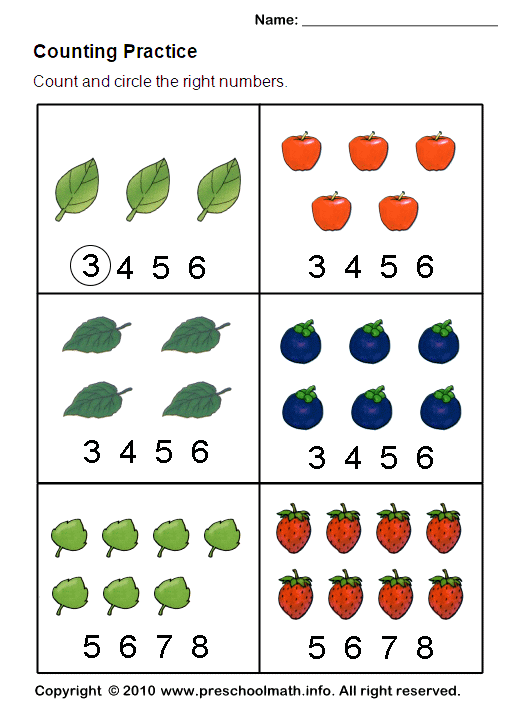 Math Counting Worksheets For Preschool
