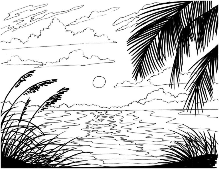 Easy Sunset Coloring Pages