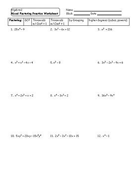 Factoring By Grouping Worksheet Answers With Work