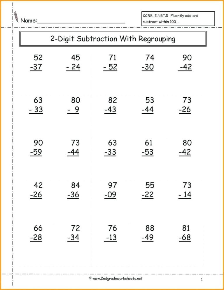 3 Digit Subtraction With Regrouping Worksheets 3rd Grade