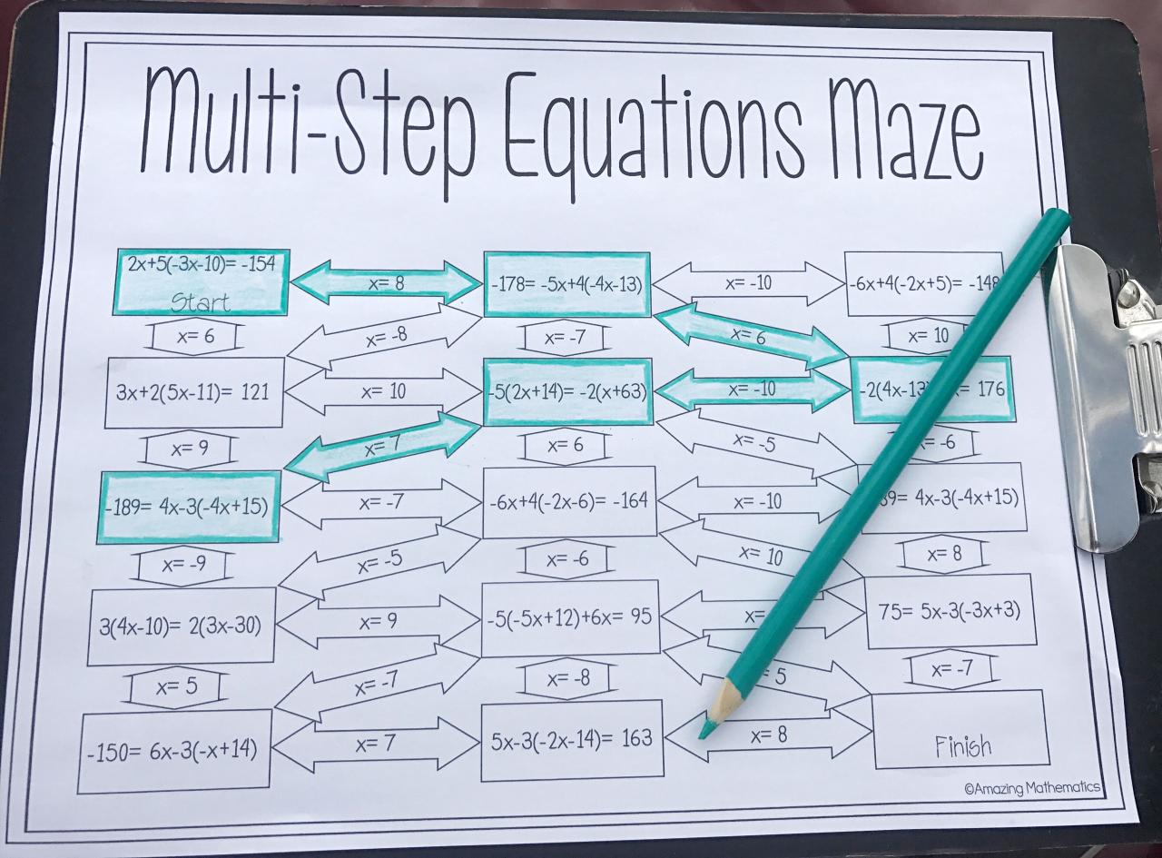 Solving Multi Step Equations Worksheet Pdf Answers