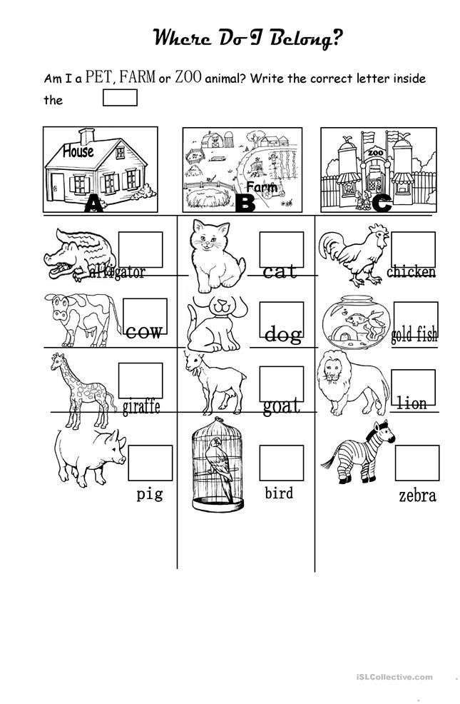 Farm Animals Worksheets For Kindergarten