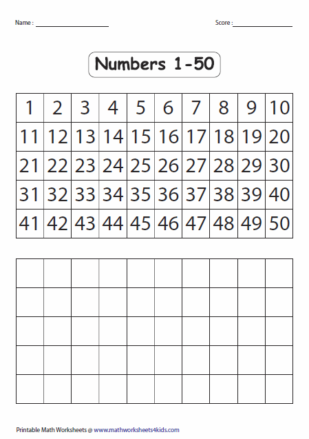 Printable Number Tracing Worksheets 1-50