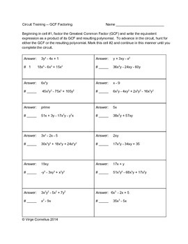 Factoring Gcf Worksheet Algebra 2 Answer Key