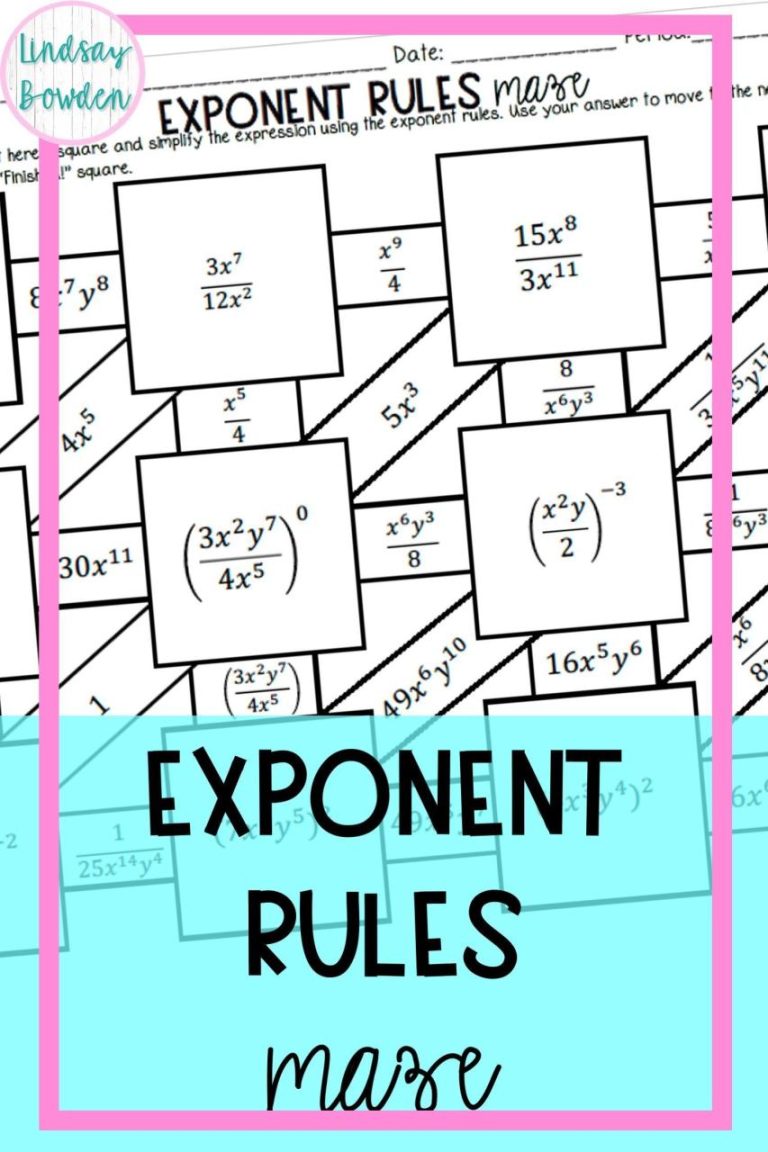 Exponent Rules Maze Worksheet Answers