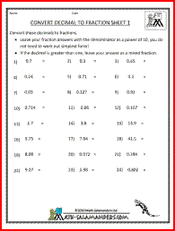 Fractions And Decimals Worksheets Grade 7