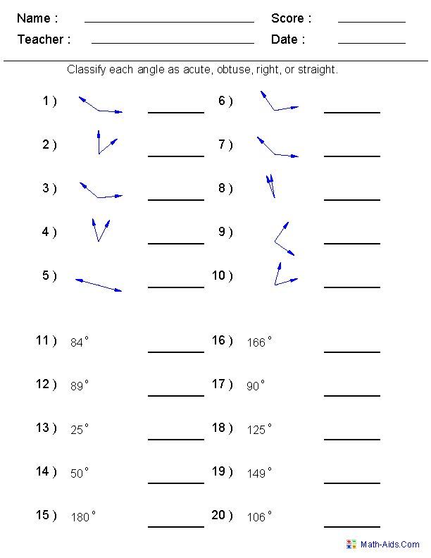 Protractor Angles Worksheet 4th Grade