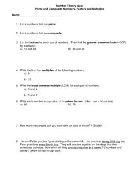 5th Grade Factors And Multiples Worksheet For Grade 5