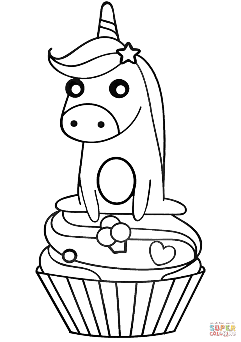 Rainbow Unicorn Cake Coloring Pages