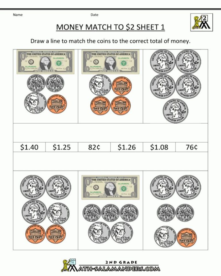 Printable Counting Money Worksheets 2nd Grade