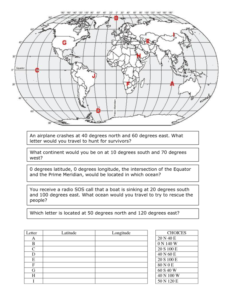 6th Grade Latitude And Longitude Worksheets Answers