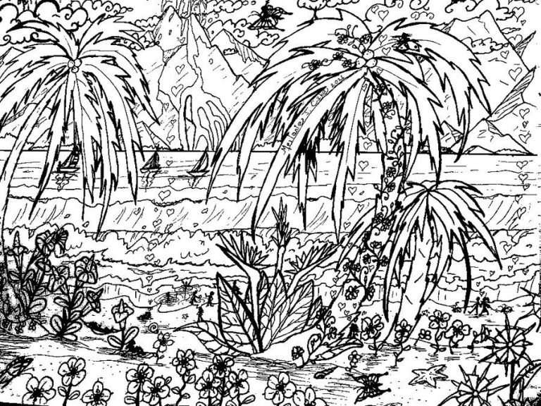 Beach Sunset Coloring Pages
