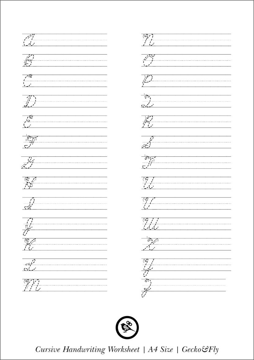 Beginner Printable Cursive Writing Practice Sheets