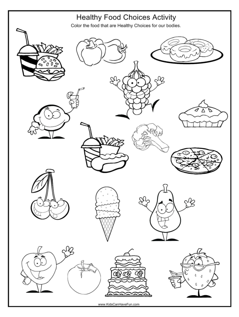 Healthy Food Worksheets For Kindergarten