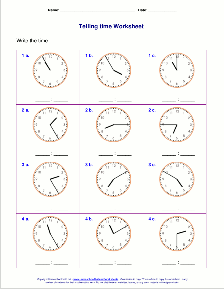 Clock Math Worksheets 4th Grade