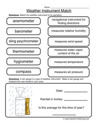 Weather Tools Worksheet First Grade