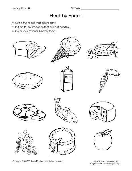 Preschool Printable Healthy Food Worksheets