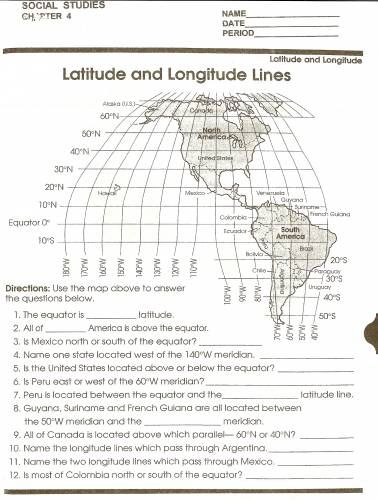 Latitude And Longitude Worksheets For 6th Grade Cbse