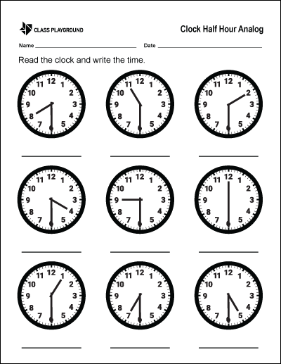 Analog Clock Worksheets Grade 3