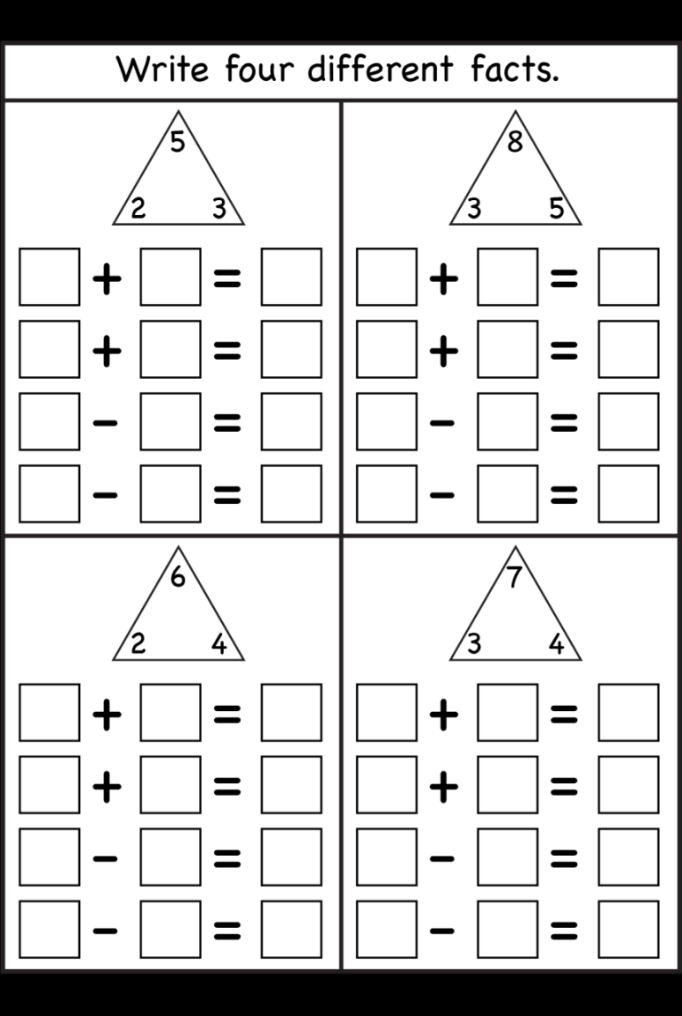 Free Multiplication Fact Family Worksheets