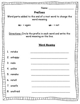 6th Grade Prefixes And Suffixes Worksheets Pdf