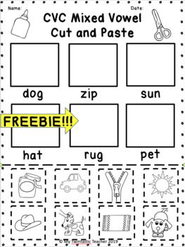 Cut And Paste Cvc Worksheets Free