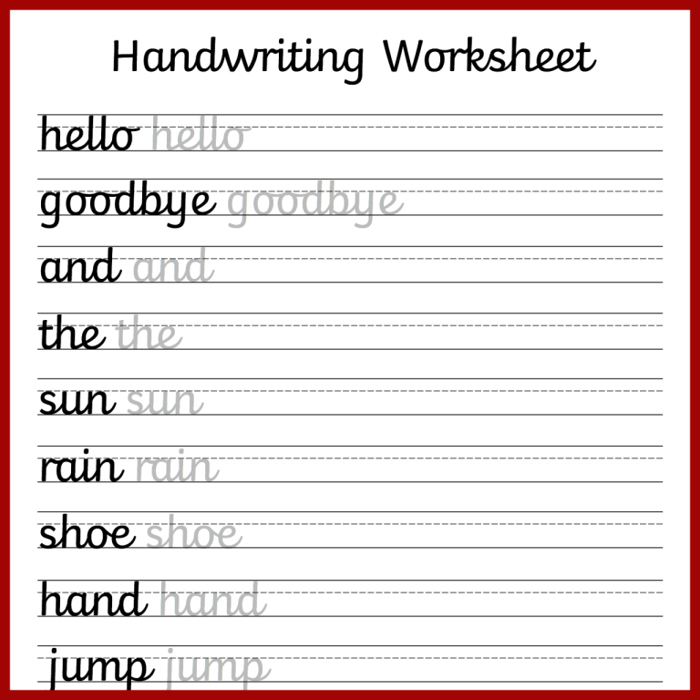 Printable Handwriting Practice Sheets Free
