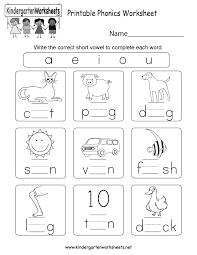 Phonics Free Kindergarten Worksheets Pdf