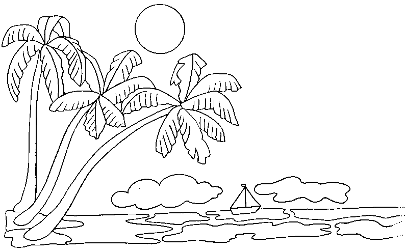 Beach Palm Tree Coloring Pages