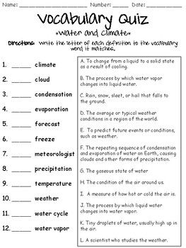 Quiz Water Cycle Worksheet 3rd Grade