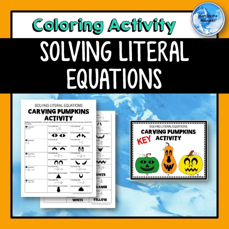 Algebra 1 Literal Equations Worksheet Answer Key