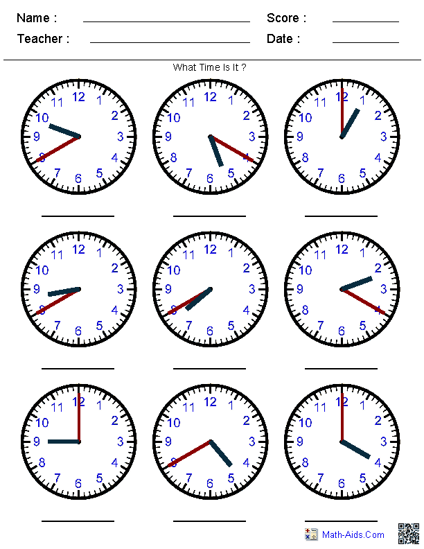 3rd Grade Time Clock Worksheets