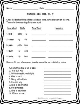 5th Grade Prefixes And Suffixes Worksheets With Answers