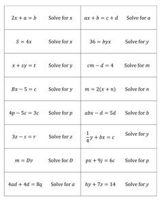 Literal Equations Practice Worksheet Answer Key