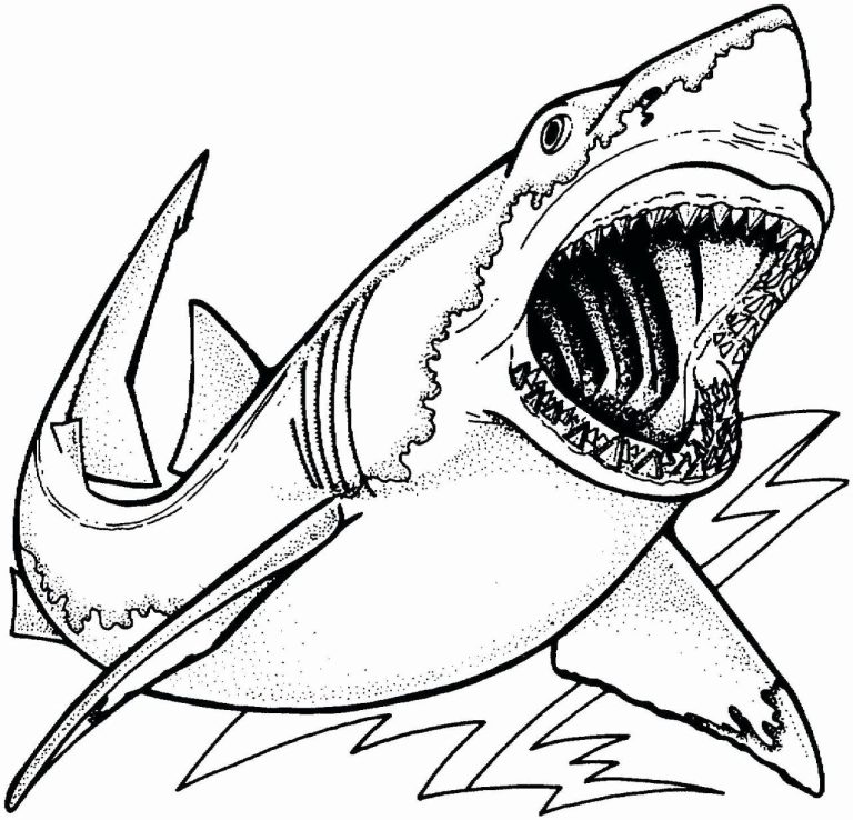 Scary Megalodon Coloring Page
