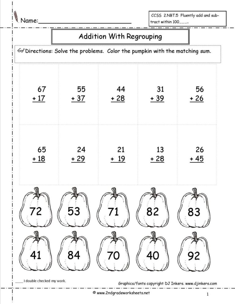 2 Digit Addition Problems Without Regrouping