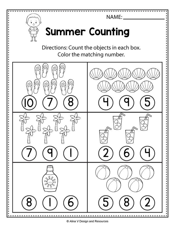 Addition Counting Kindergarten Math Worksheets
